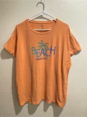 Cabo Laguna Beach California Graphic T-Shirt Men  XL Orange Retro Style Y2K Surf